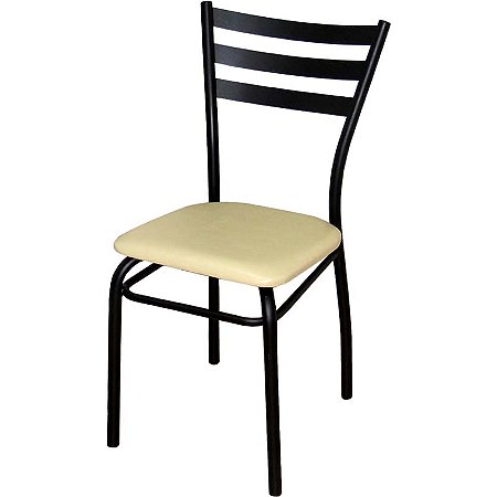 Cadeira de restaurante com reforço preta assento bége