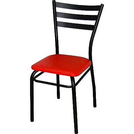 Cadeira de restaurante com reforço preta assento vermelho