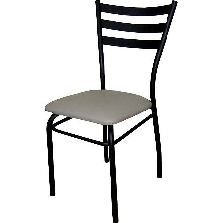 Cadeira de restaurante com reforço preta assento bége escuro