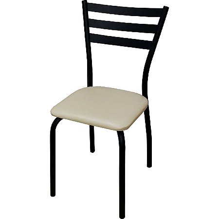 Cadeira de cozinha DO 447A preto fosco assento corino bége claro