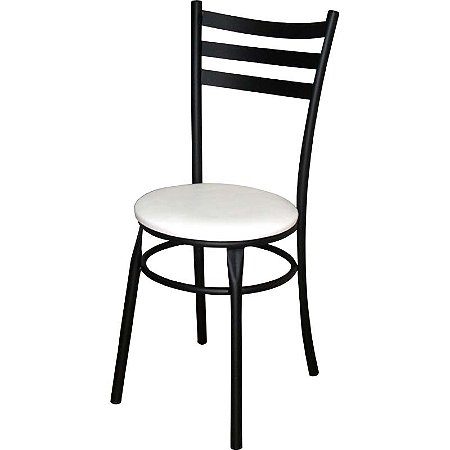 Cadeira DO 424 para cozinha pintura preta assento branco