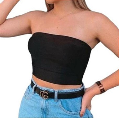 Top faixa cropped feminino tomara que caia sutiã com bojo.
