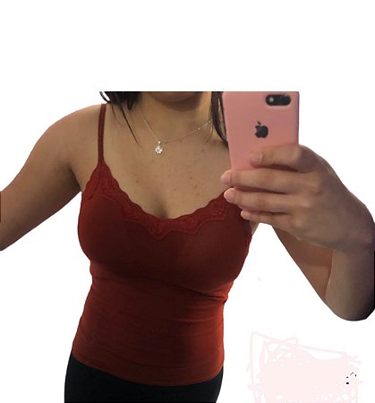 Blusinha Feminina Alcinha Regata Com Renda Com Bojo