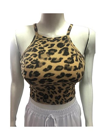 Regata cropped canelado com bojo feminino/alça