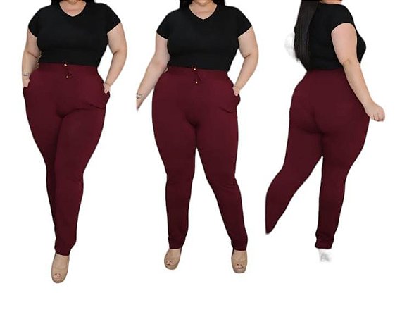 Calça Com Elástico Malha Visconlaycra Soltinha Azul MRINHO,XG