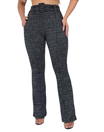 Calça Flere Feminina Malha Crepe Pop Bolso  e Cinto