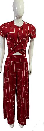 Conjunto de Pantalona com blusinha com passante para usa com cinto