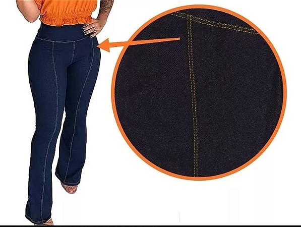 Calça Flare Feminina Lmita Jeans C  Listra Na Pernas