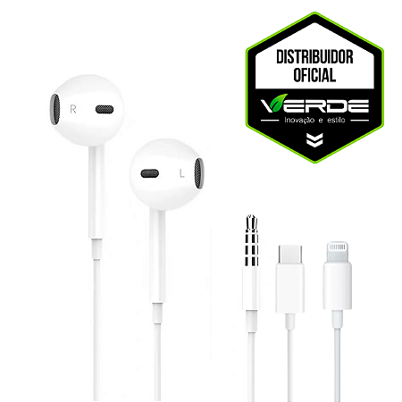 Fone de Ouvido - P2 - Tipo C - Lightning - Verde