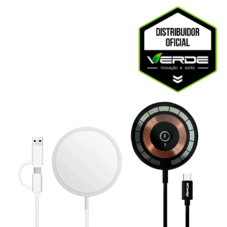 Carregador Wireless Sem Fio - Branco / Preto - Verde