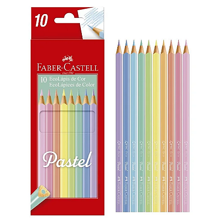Lápis de Cor 10 Cores Tons Pasteis Faber-Castell