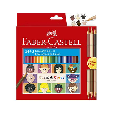 Lápis de Cor 24 Cores + 3 Caras e Cores Bicolor (6 tons) Faber-Castell