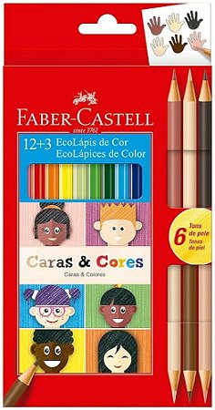 Lápis de Cor 12 Cores + 3 Caras e Cores Bicolor (6 tons) Faber-Castell