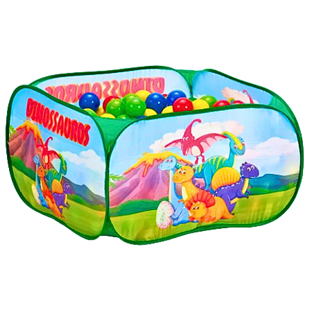 Piscina De Bolinha Infantil 48 Bolinhas Dobrável Criança Verde Dinossauro