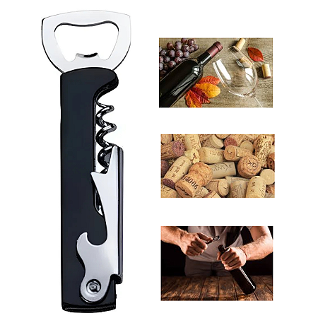 Abridor de Garrafa Saca-Rolhas de Vinho 3x1 Multifunções