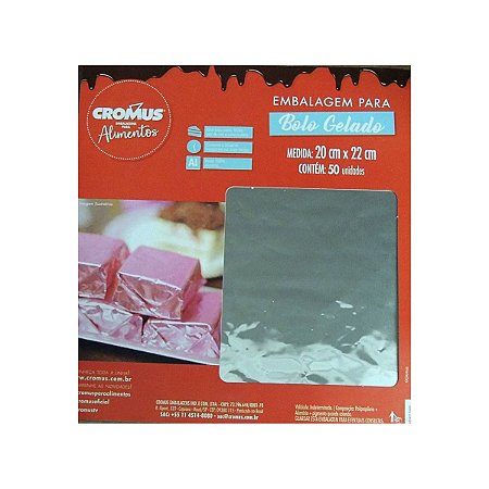 EMBALAGEM LAMINADA PARA BOLO PRATA 20X22CM - PT COM 50 UN