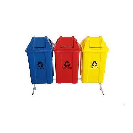 Conjunto para Coleta Seletiva com 3 Cestos 100L