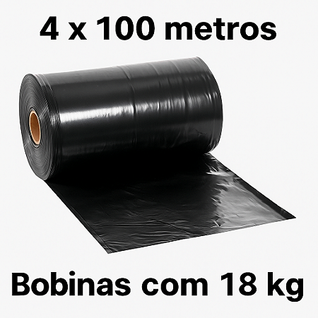 Lona Plástica Preta 4x100 mts 150 micras