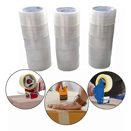 Kit 06 Rolos Fitas Adesiva Transparente Durex 48mm x 50m Lacre