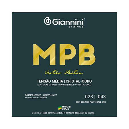 ENCORDOAMENTO GIANNINI MPB VIOLÃO NYLON CRISTAL OURO