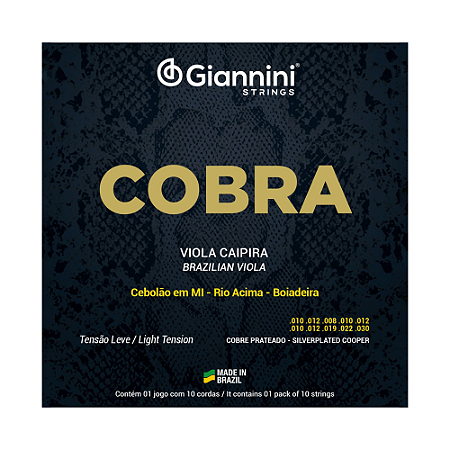 ENCORDOAMENTO GIANNINI COBRA VIOLA CAIPIRA CEBOLÃO EM MI COBRE PRATEADO