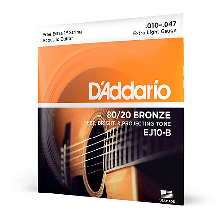 ENCORDOAMENTO D'ADDARIO EJ10-B VIOLÃO AÇO 010