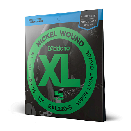 ENCORDOAMENTO D'ADDARIO EXL220-5 CONTRABAIXO ELÉTRICO 5 CORDAS