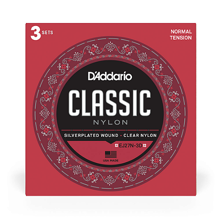 ENCORDOAMENTO D'ADDARIO EJ27N-3D CLASSIC VIOLÃO NYLON - 3 JOGOS