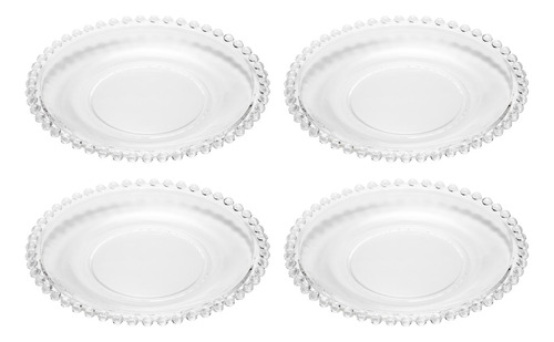 Jogo 4 Pratos Rasos Sobremesa Petisco Refeição Lanche