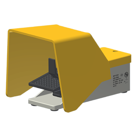 Interruptor De Pedal Industrial Metálico 1 Microrutor 1Na+1Nf C/ Proteção C/ Niple Adaptador Metálico Pg13,5X1/2Bsp SF1CZ1 Kap