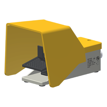 Interruptor De Pedal Industrial Metálico 1 Microrutor 1Na+1Nf C/ Proteção C/ Prensa-Cabo Plástico Pg13,5 SF1CZ2 Kap