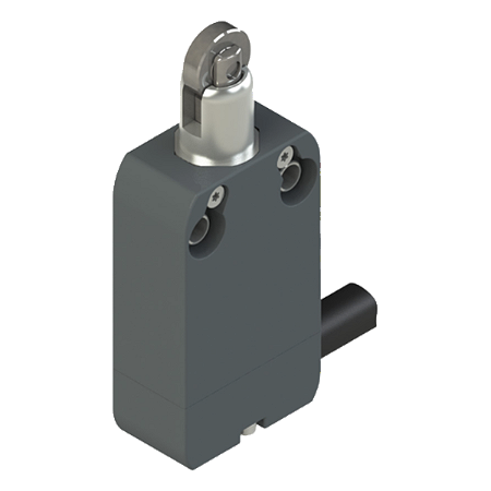 Interruptor De Posição Miniatura Selado Modular Plástico 1Na+1Nf Cabo 2M A Direita C/ Cabeçote Pistão C/ Roldana LC1S1 Kap