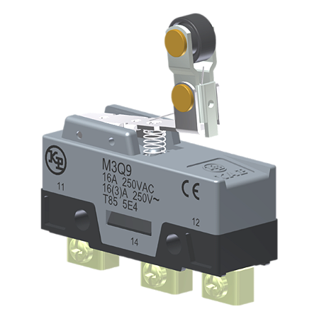 Microrutor Básico 16A, 1Na+1Nf, Alavanca Com Rolete Unidirecional, Terminal Parafuso Frontal Com Prensa-Fio M3Q9 Kap