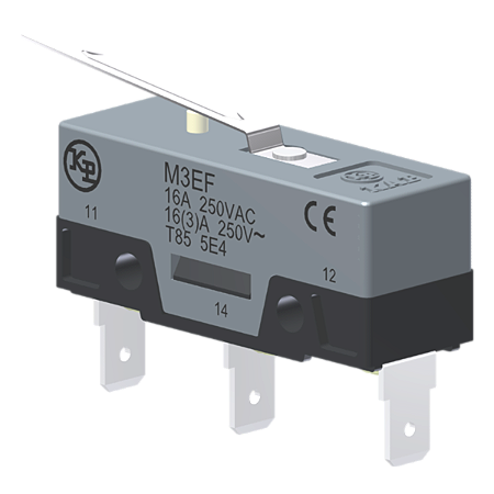 Microrutor Básico 16A, 1Na+1Nf, Alavanca Flexível, Terminal Faston 6,3X0,8Mm M3EF Kap