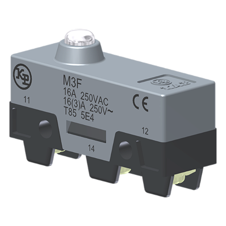 Microrutor Básico 16A, 1Na+1Nf, Botão Curto, Terminal Parafuso Com Arruela Autorretrátil M3F Kap