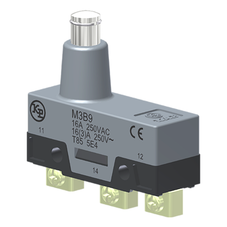 Microrutor Básico 16A, 1Na+1Nf, Botão Longo, Terminal Parafuso Frontal Com Prensa-Fio M3B9 Kap