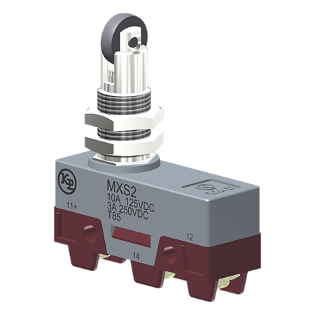 Microrutor Básico Corrente Contínua Contato Na+Nf Atuador Botão C/ Rolete Transversal P/ Painel C/ Grande Percurso Suple MXS2 Kap