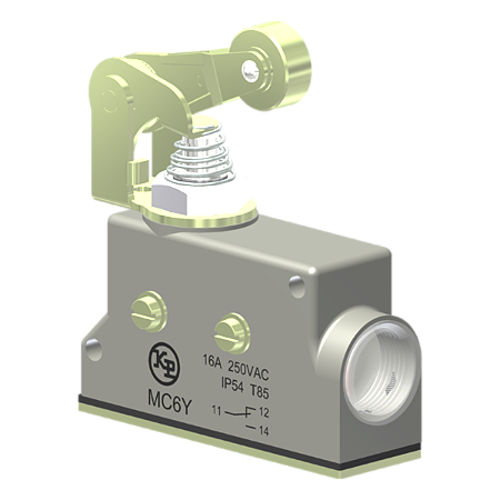 Microrutor Básico Protegido 16A, 1Na+1Nf, Fixação Lateral M4X40, Alavanca Com Rolete - Ponto De Operação Ajustável, Term MC6Y Kap