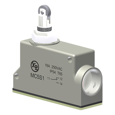 Microrutor Básico Protegido 16A, 1Na+1Nf, Fixação Lateral Ø 5,0, Botão Com Rolete, Terminal Parafuso Com Arruela Autorre MC5S1 Kap