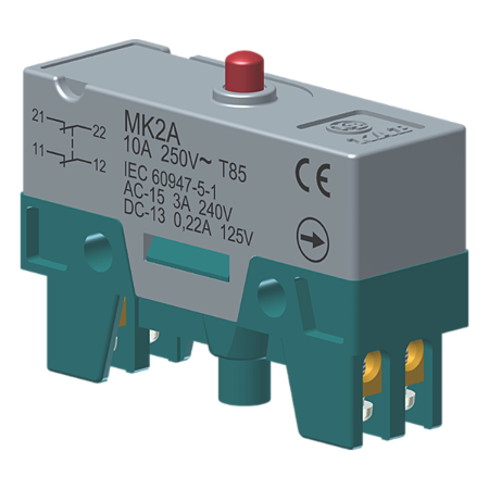Microrutor Básico Ruptura Positiva Contato 2Nf Atuador Pino Terminal Parafuso MK2A Kap