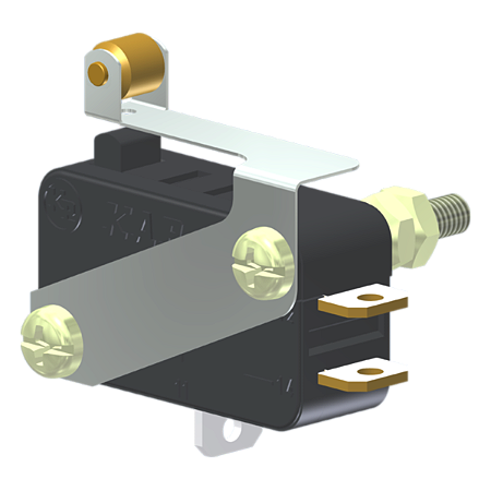 Microrutor Miniatura 10A, 1Na+1Nf, Alavanca Flexível Com Rolete, Terminal Solda MV5RIC1 Kap