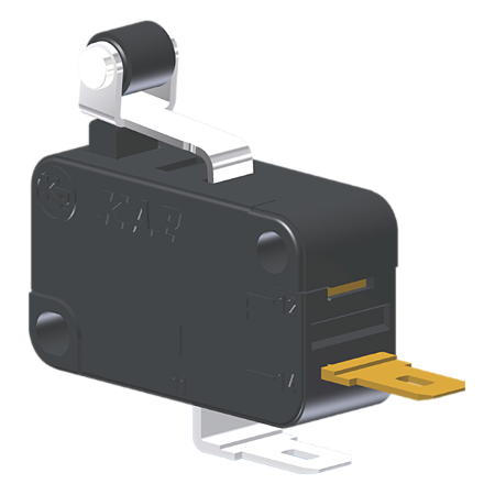 Microrutor Miniatura 10A, 1Na, Alavanca Curta Com Rolete, Terminal Faston 4,8X0,5Mm MV5J1AA1 Kap