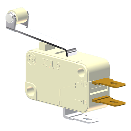 Microrutor Miniatura 15A, 1Na+1Nf, Alavanca Com Rolete, Terminal Faston 4,8X0,5Mm MV71J3CA1 Kap