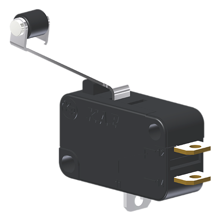 Microrutor Miniatura 15A, 1Na+1Nf, Alavanca Com Rolete, Terminal Solda MV7J4IC1 Kap