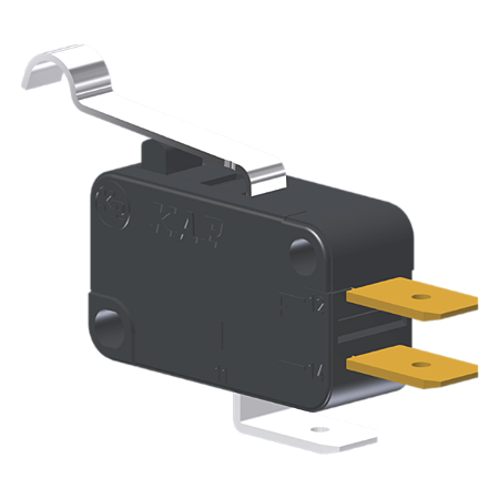 Microrutor Miniatura 15A, 1Na+1Nf, Alavanca Curta Com Rolete Simulado, Terminal Faston 6,3X0,8Mm MV7D1FA1 Kap