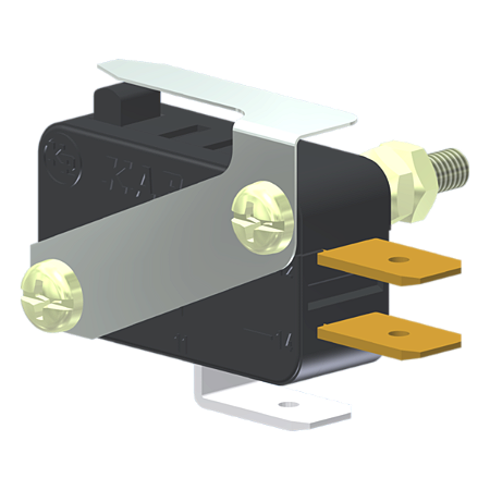 Microrutor Miniatura 15A, 1Na+1Nf, Alavanca Flexível, Terminal Faston 6,3X0,8Mm MV7EFA1 Kap