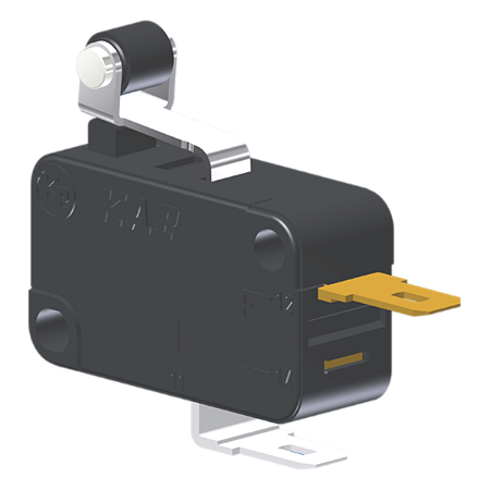 Microrutor Miniatura 5A, 1Nf, Alavanca Curta Com Rolete, Terminal Faston 4,8X0,5Mm MV3J1BA1 Kap