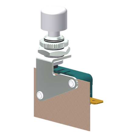 Microrutor Miniatura Mecanismo Ação Lenta Com Ruptura Positiva Contato Nf, Botão P/ Acionamento Manual, Terminal Faston MVKBEA1 Kap