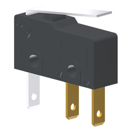 Microrutor Subminiatura 5A, 1Na+1Nf, Alavanca Flexível Curta, Terminal Faston 2,8X0,5Mm MM2E1NF Kap