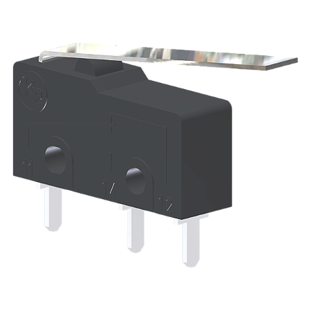 Microrutor Subminiatura 5A, 1Na+1Nf, Alavanca Flexível, Terminal Circuito Impresso MM1E3NI Kap